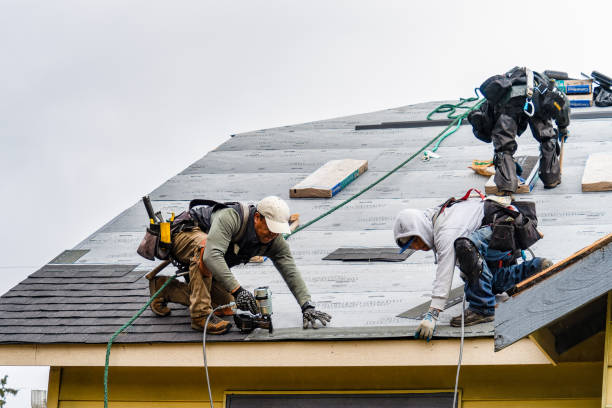 Professional Gutter Installation technician working in Heisson, WA